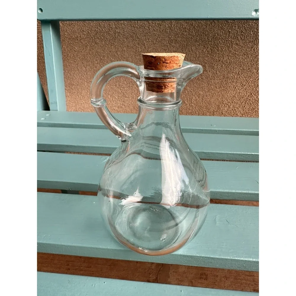 Small Simple Clear Glass‎ Cruet Oil Vinegar Dressing Cork Stopper 5 Tal